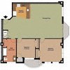 Floor plan for 2 beds, 1 bath, 1390 sqft